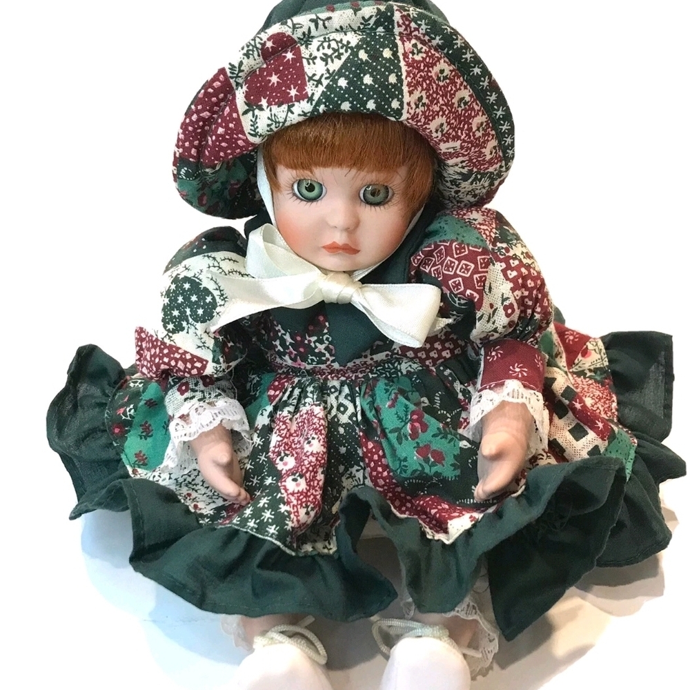 Patchwork Doll with Green and Red Dress